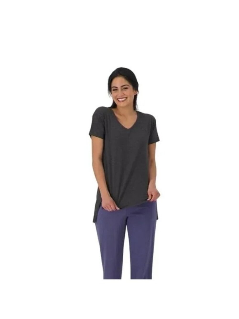 Koolaburra by UGG Tunic XS Jersey Short Sleeve Black Heather Cotton Blend NEW